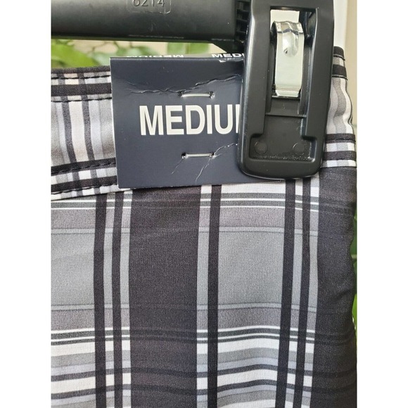 Roundtree & Yorke Men's Gray Plaid Polyester Pull On Stretch Swimwear Shorts M - Picture 3 of 12